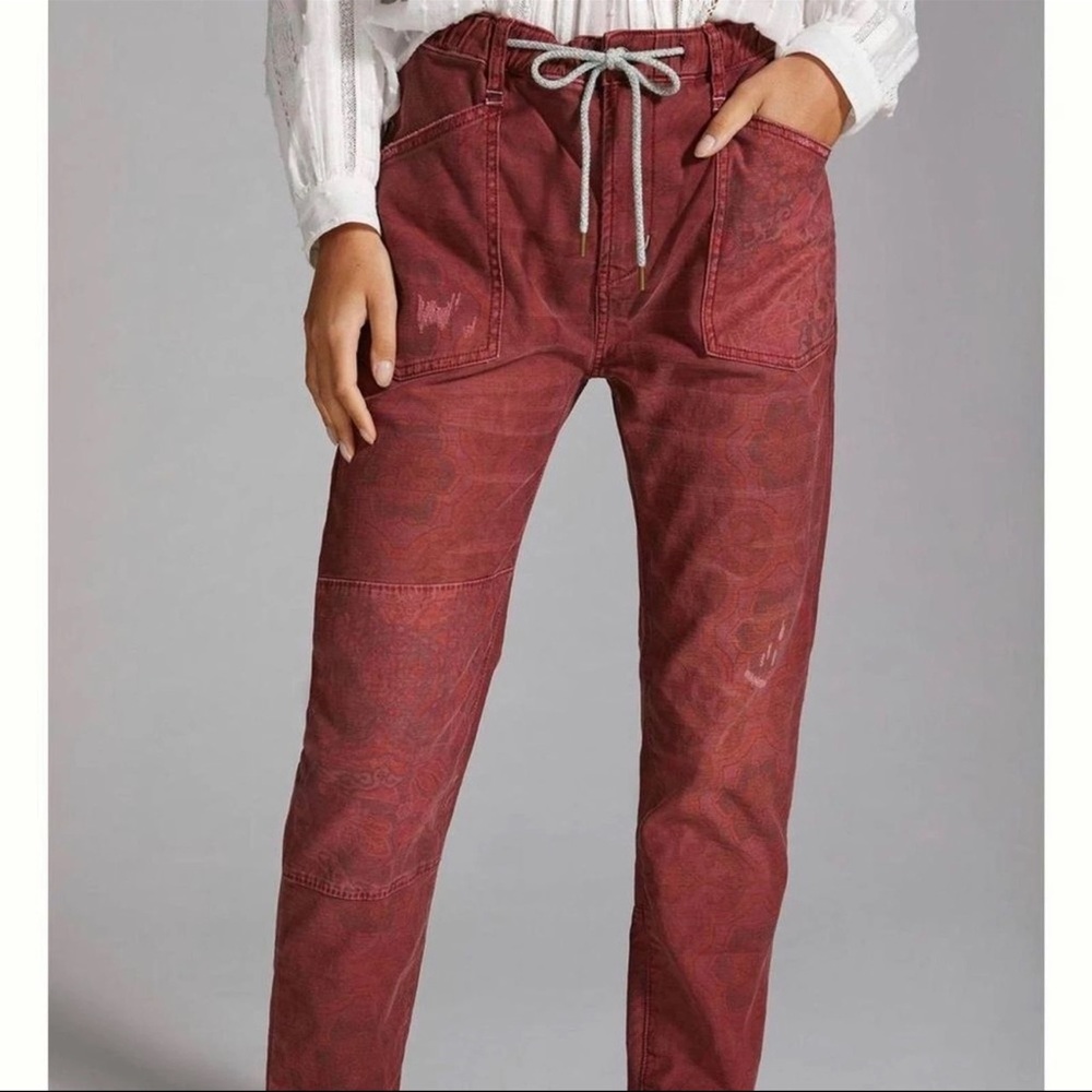 Anthropologie Pilcro NWT The Trailblazer Patchwork Pants Burgundy Size XS